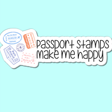 Load image into Gallery viewer, Passport Stamps Makes Me Happy | waterproof vinyl sticker | Positive Sticker | Traveling Lovers |