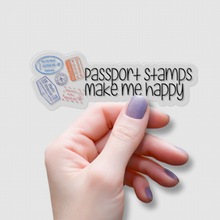 Load image into Gallery viewer, Passport Stamps Makes Me Happy | waterproof vinyl sticker | Positive Sticker | Traveling Lovers |