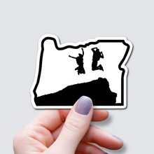 Load image into Gallery viewer, Couple Jumping on Hike-Oregon State Sticker