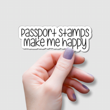 Load image into Gallery viewer, Passport Stamps Makes Me Happy | waterproof vinyl sticker | Positive Sticker | Traveling Lovers |
