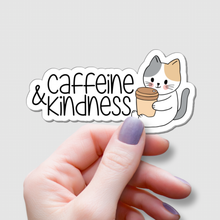 Load image into Gallery viewer, Caffeine &amp; Kindness | waterproof vinyl sticker | Coffee Culture | Coffee Lovers |
