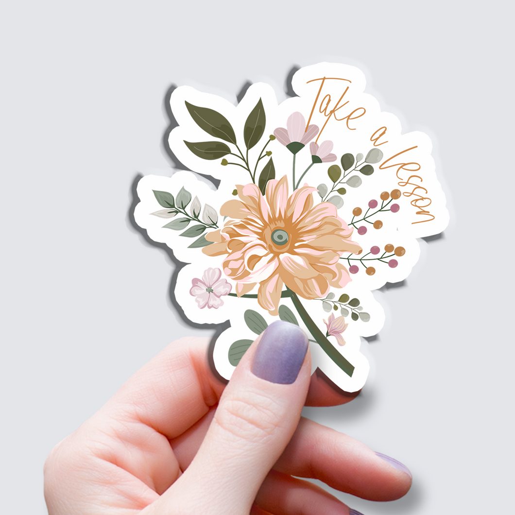 Take a Lesson Orange Dahlia Flower Vinyl Sticker