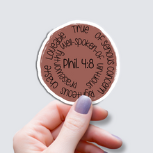 Load image into Gallery viewer, Philippians 4:8 Brown - Vinyl Sticker
