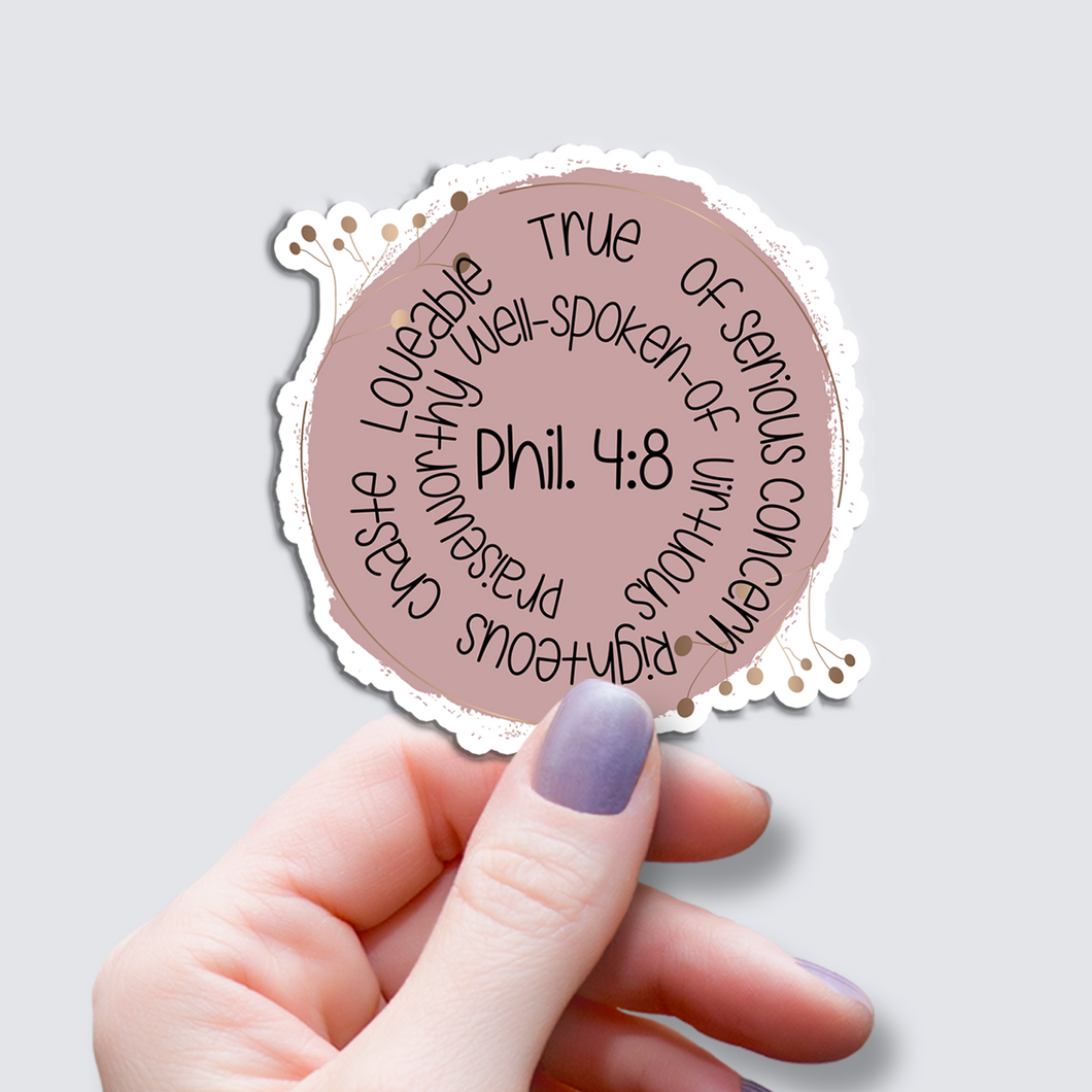 Philippans 4:8 Light Brown - Vinyl Sticker