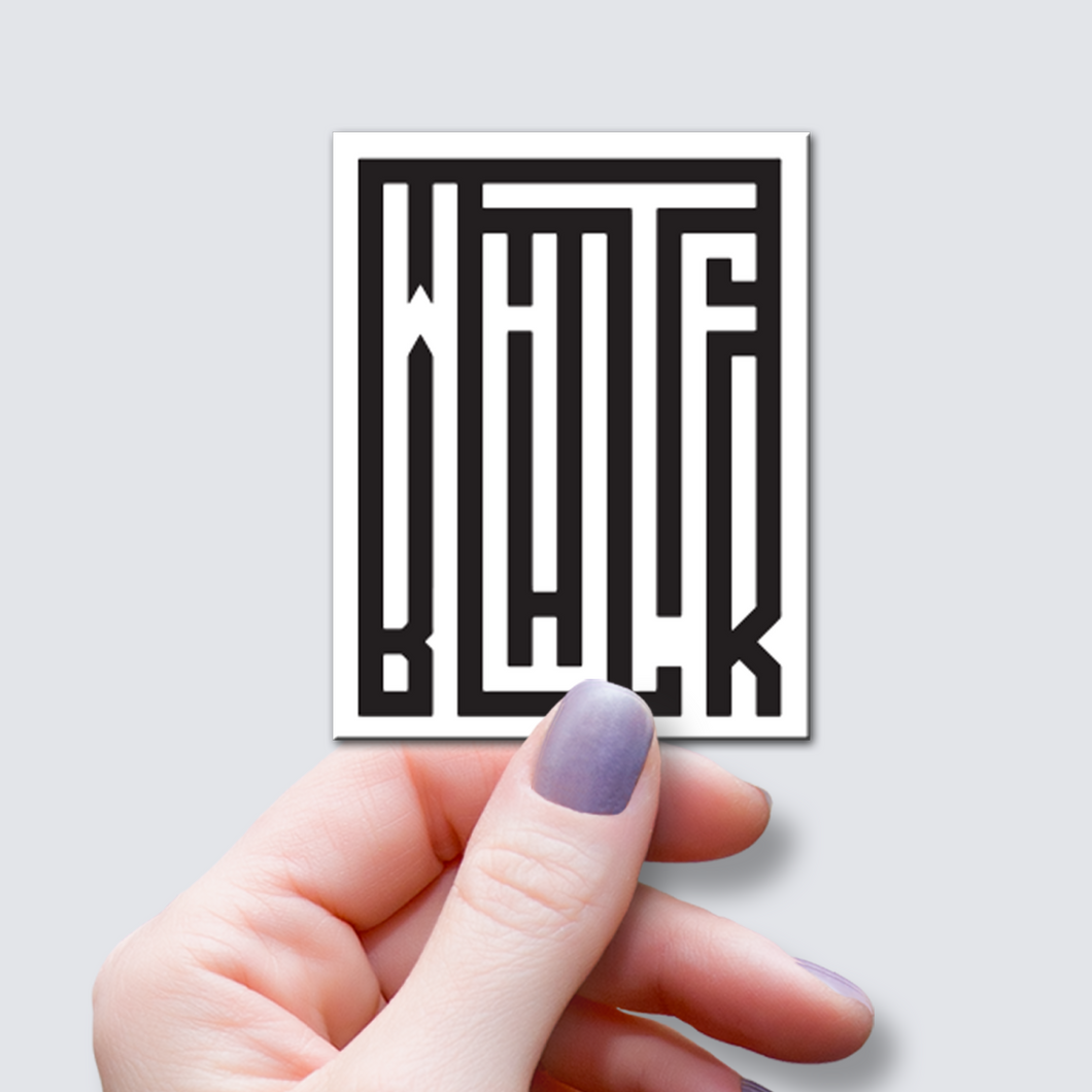 White & Black Word Art Sticker