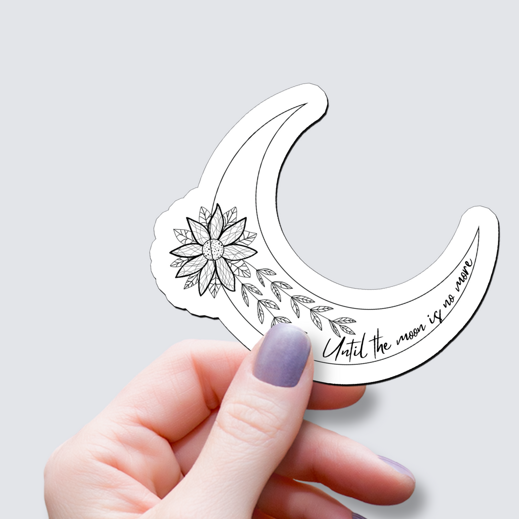 Floral Crescent with Single Flower - Vinyl Sticker