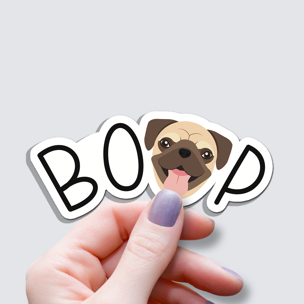 Pug BOOP Dog Vinyl Sticker